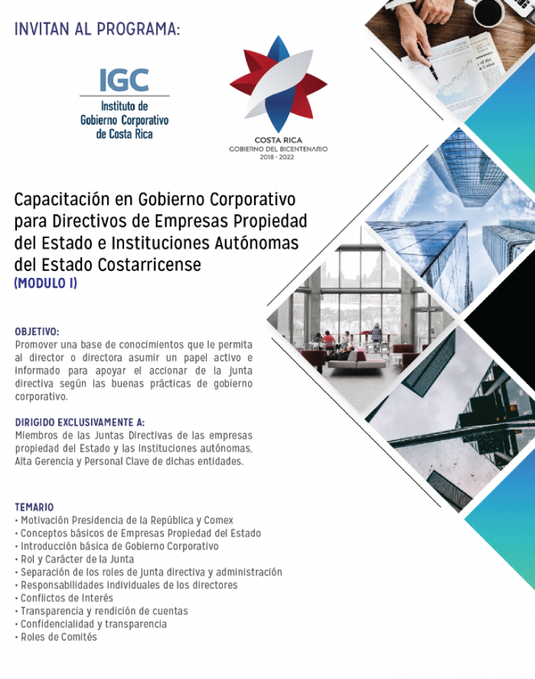 Capacitación en Gobierno Corporativo para Directivos de Empresas Propiedad del Estado e Instituciones Autónomas del Estado Costarricense (MODULO I)